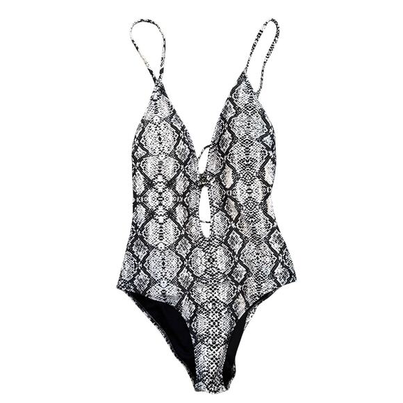 Snake Print One-Piece Swimsuit, Medium - Picture 3 of 4